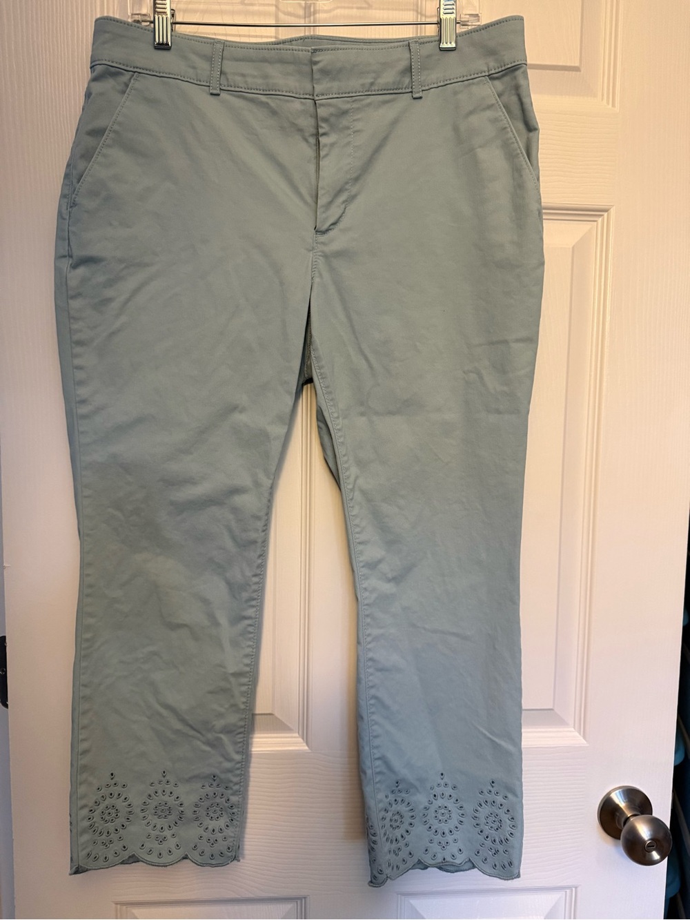 LOFT Light Blue Scallop-Hem Chinos 34 in. Waist